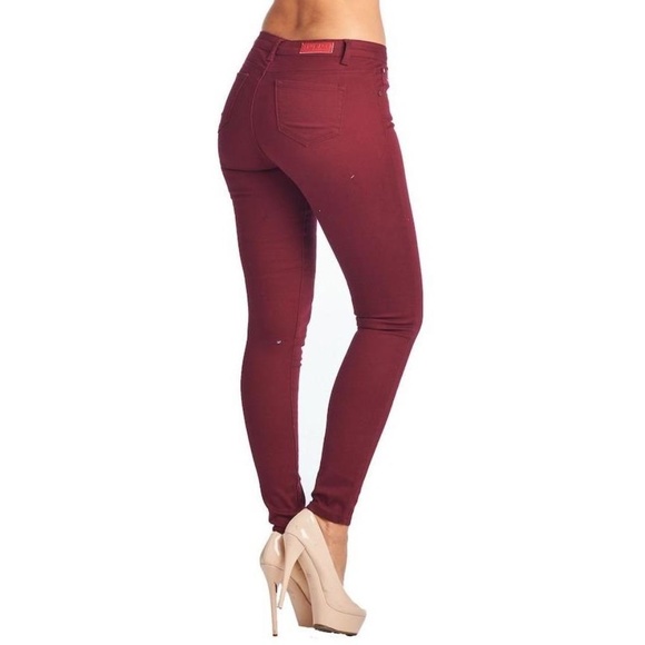 Wine Colored Skinny Jeans - Picture 3 of 6